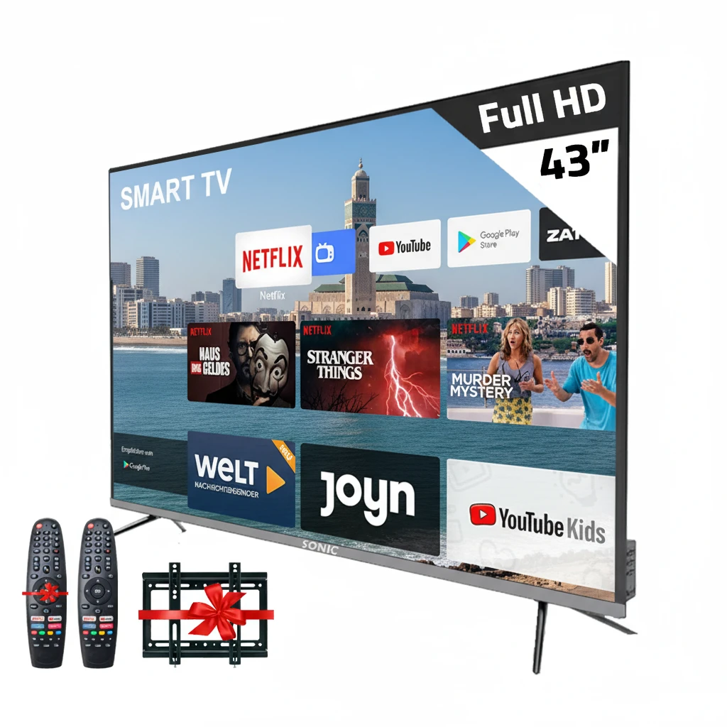 Sonic 43" Smart Tv Full HD Avec Récepteur Intégré +TNT HD