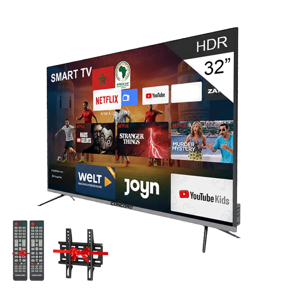 Concorde Smart TV 32" HD – Android 14, Récepteur Intégré + TNT HD (Garantie 1 an )