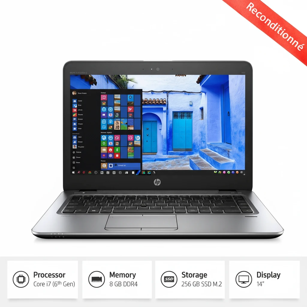 HP EliteBook 840 Core i7 G3  6Th (Gen) 14” 8Go DDR4-256 SSD -Reconditionné